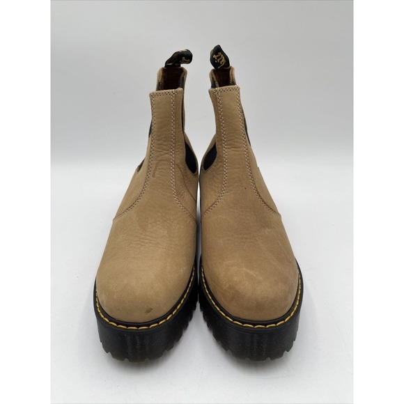 Dr. Martens ROMETTY WOMEN'S NUBUCK LEATHER PLATFORM CHELSEA BOOTS Sand 9 - Picture 2 of 7